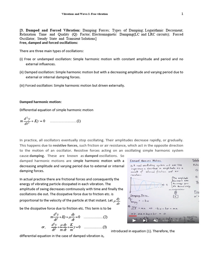 Damped and Forced Vibration | PDF | Damping | Oscillation
