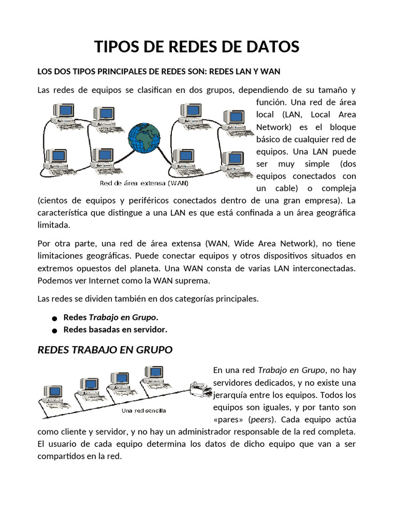 Tipos de Redes | PDF | Red de computadoras | Servidor (Computación)