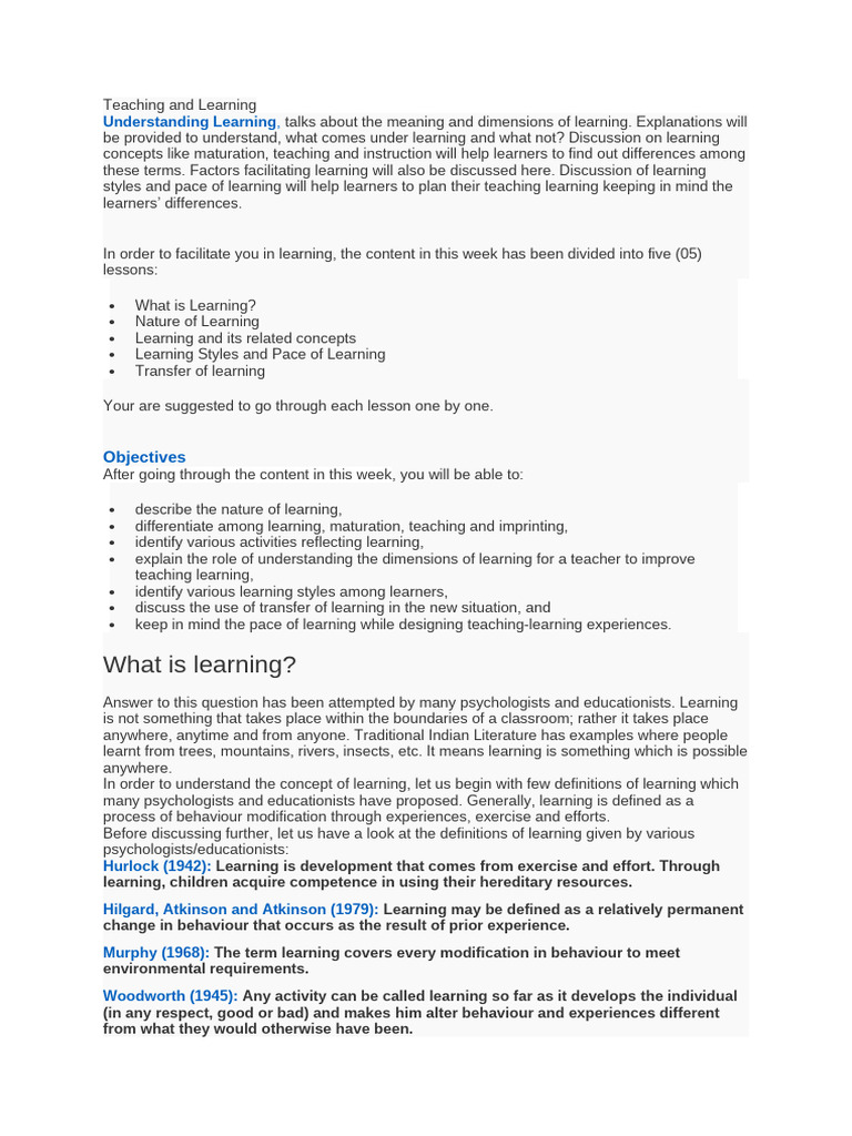 Teaching and Learning | PDF | Learning Styles | Learning