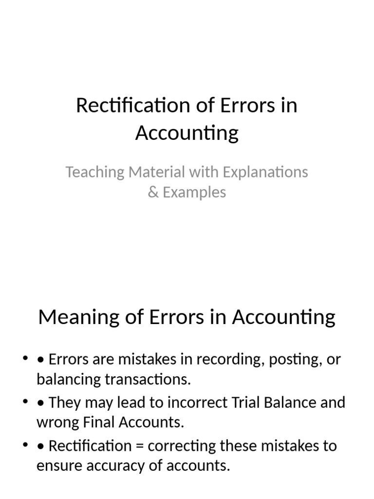 Rectifying Accounting Errors Explained | PDF