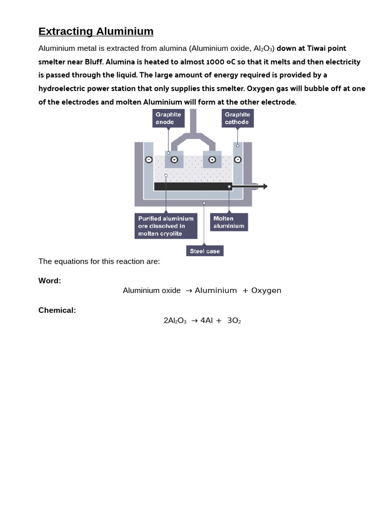 Aluminium Extraction Process Explained | PDF | Chemical Reactions ...