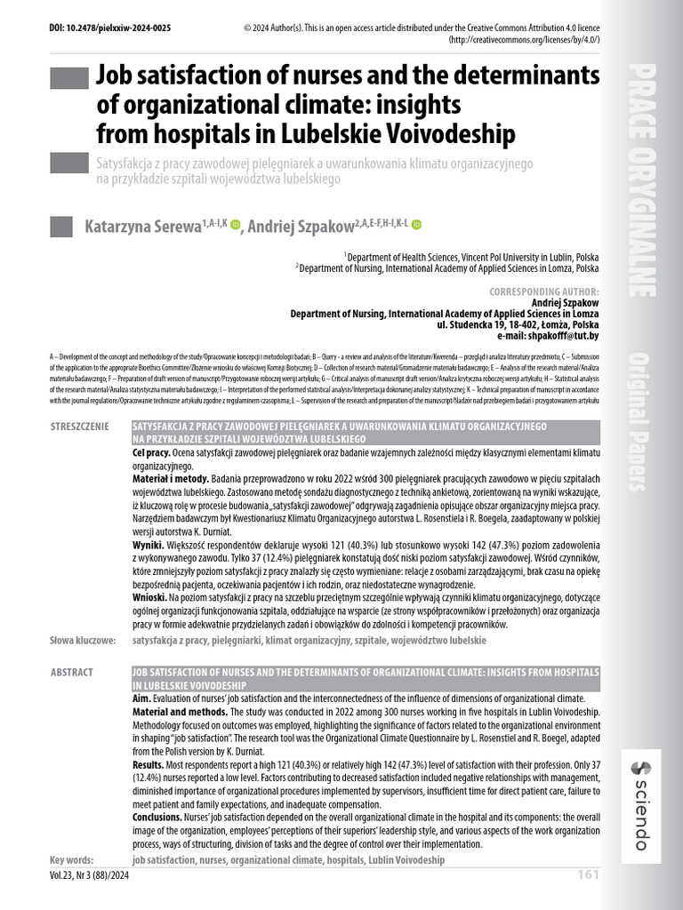 Job Satisfaction of Nurses and The Determinants of Organizational ...