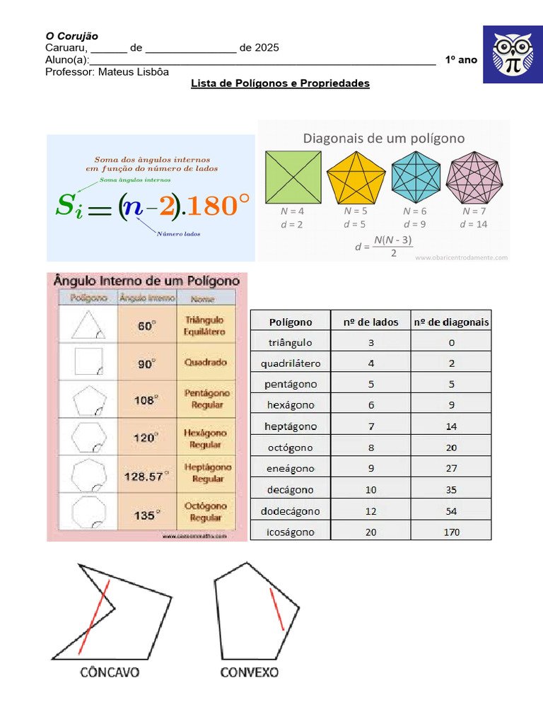 Soma dos ângulos internos de polígonos | PDF | Polígono | Geometria ...