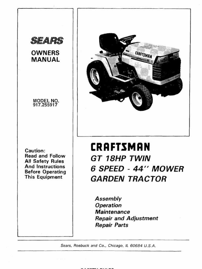 23302 Craftsman GT18 Garden Tractor 917.255917 PDF Tractor Belt Mechanical