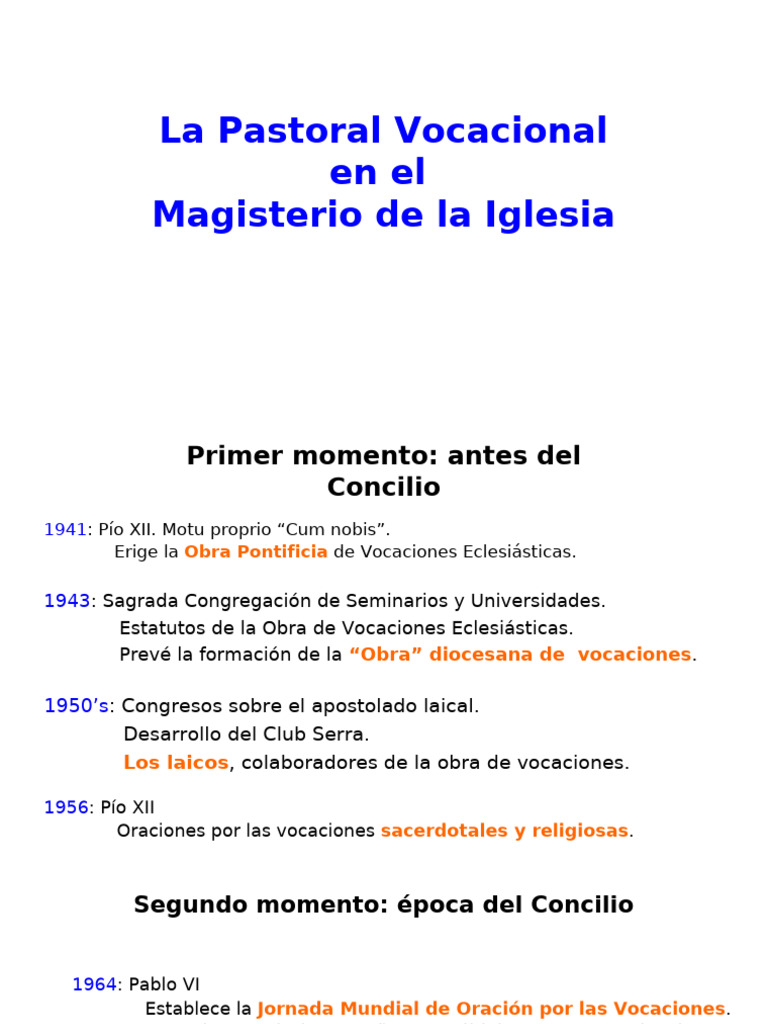 Evolución de la Pastoral Vocacional | PDF | Concilio Vaticano II ...