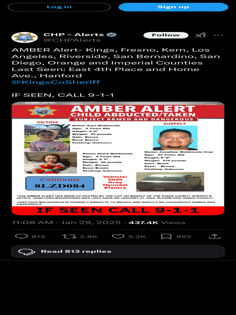 CHP - Alerts On X AMBER Alert - Kings, Fresno, Kern, Los Angeles ...