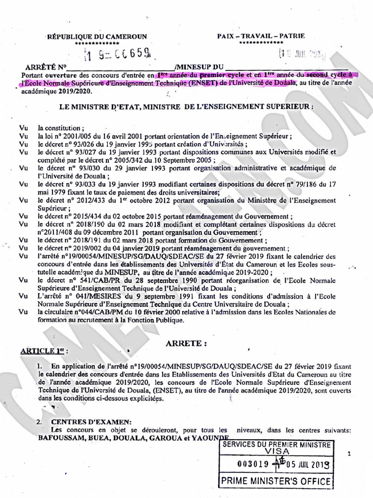 Enset Douala 2019 659 Fra | PDF