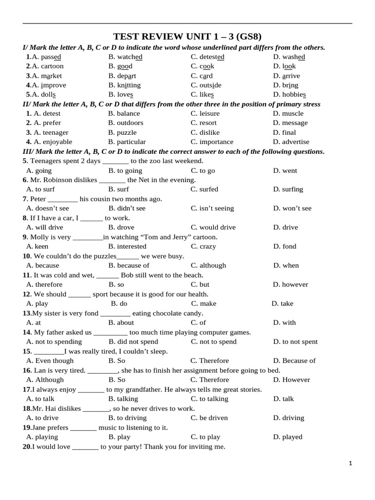 Grade 8 Test Review: Units 1-3 | PDF | Facebook | Learning