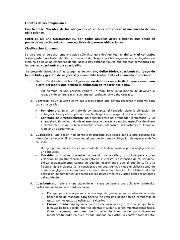 Fuentes de las Obligaciones en Derecho | PDF | Pagos | Ley común
