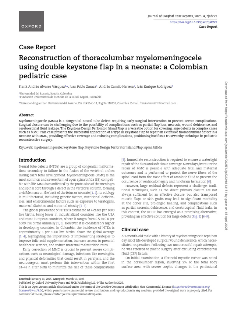 Keystone Flap for Neonatal Myelomeningocele | PDF | Medical Specialties ...