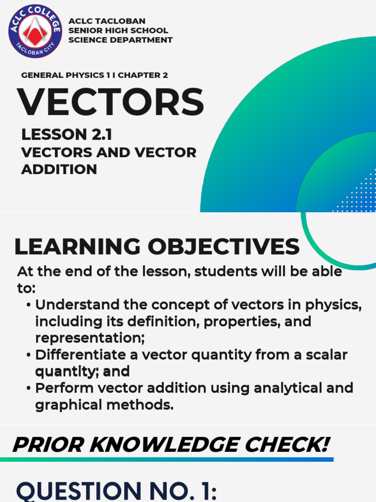 Physics 1 Chapter 2 L2.1 | PDF | Euclidean Vector | Mathematics