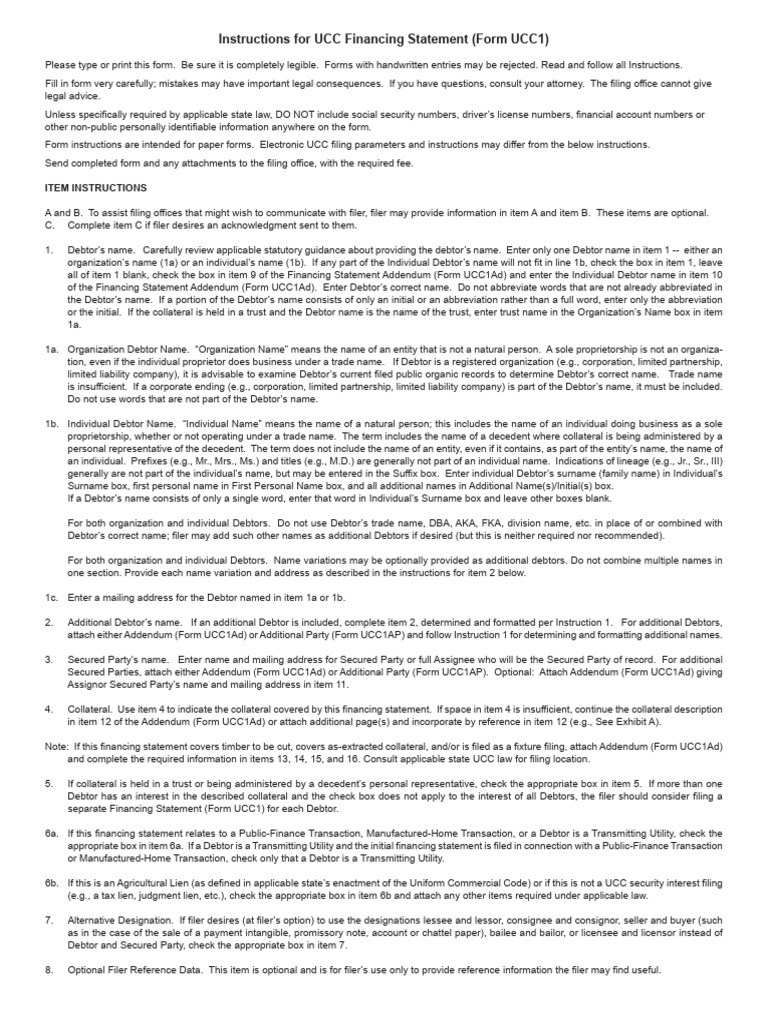 Sisco Ucc 2 Pages Add Collaterals and Additional Parties. | PDF ...