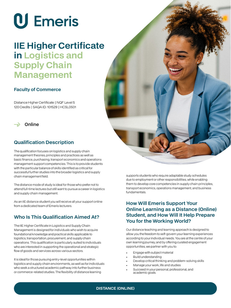 IIE Higher Certificate in Logistics Overview | PDF | Logistics ...