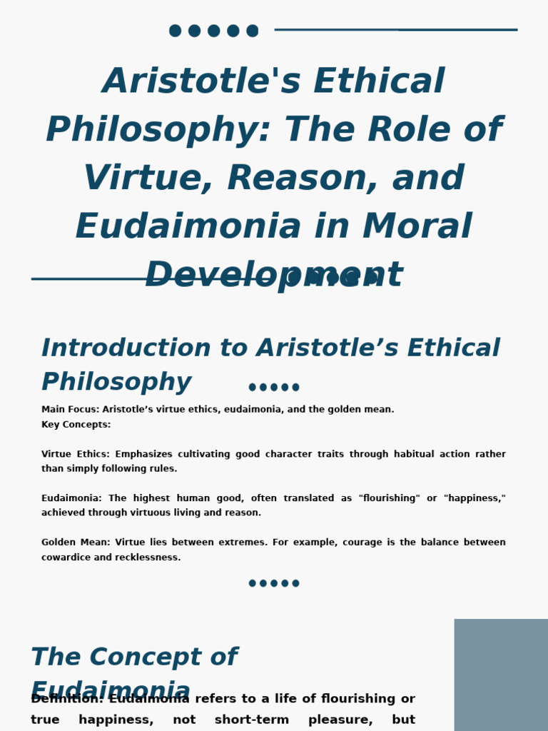Aristotle's Virtue Ethics and Eudaimonia | PDF | Virtue | Classical ...