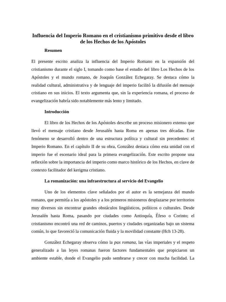 Impacto del Imperio Romano en el Cristianismo | PDF | imperio Romano ...