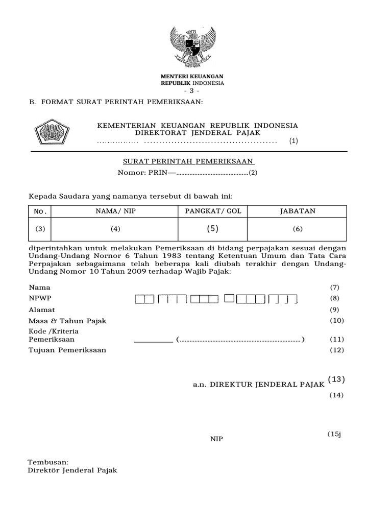 Format Surat Perintah Pemeriksaan Pajak | PDF