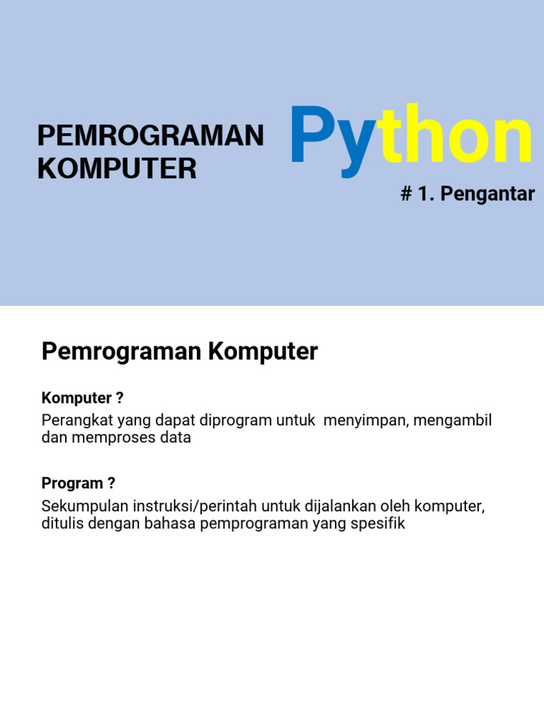 Dasar Pemrograman Komputer Python | PDF