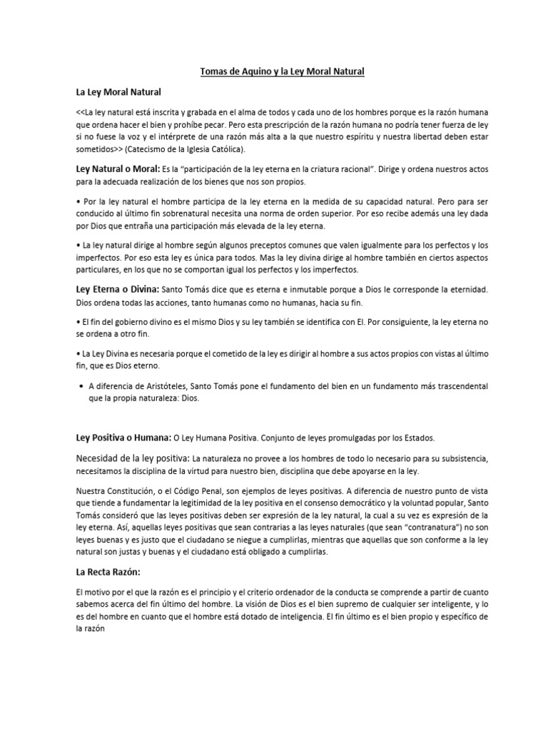 Ley Moral Natural según Tomás de Aquino | PDF | Tomás de Aquino | La ...