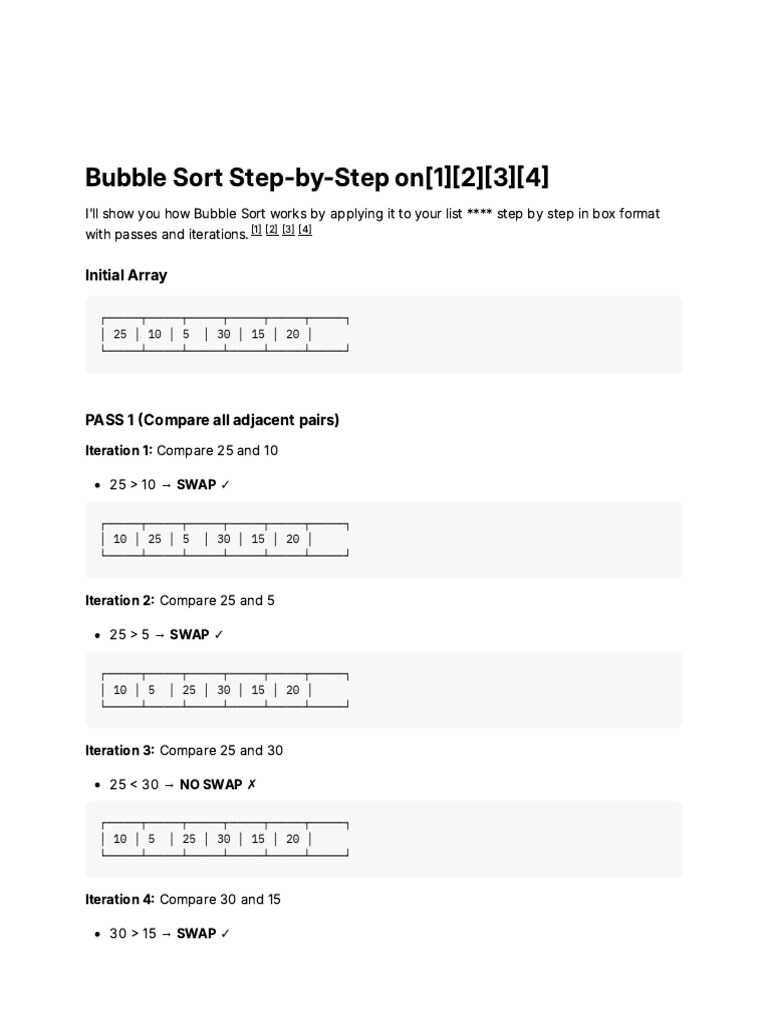 Step-by-Step Bubble Sort Guide | PDF | Theoretical Computer Science ...