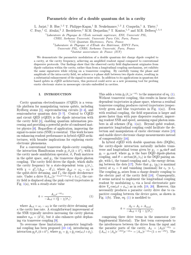 Parametric Modulation in Quantum Dots | PDF | Applied And ...