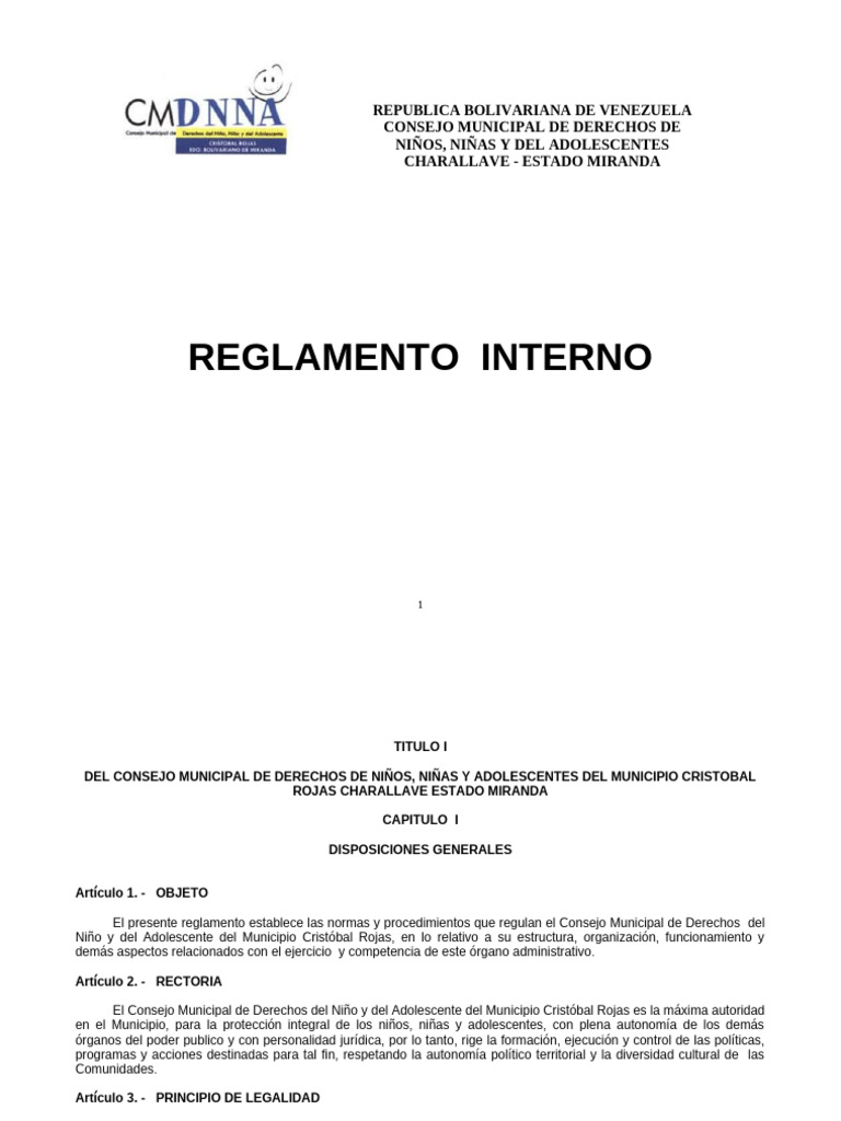 Reglamento del Consejo Municipal de Niños y Adolescentes | PDF ...