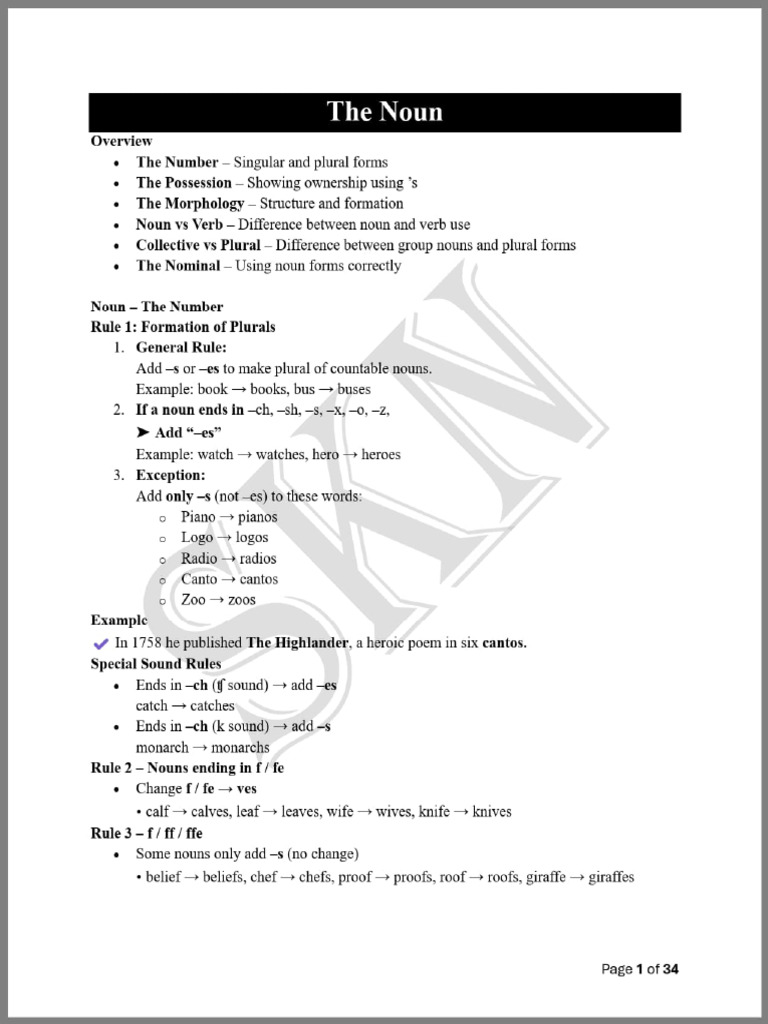 NOUN and Articles SKN Smart Notes 2025 | PDF