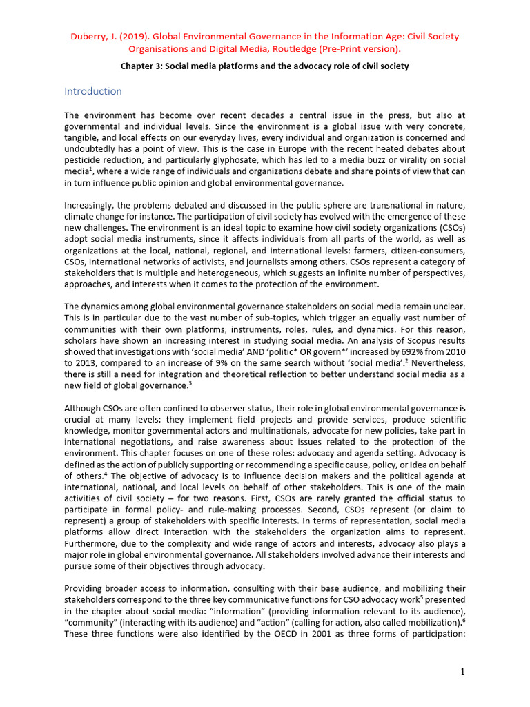 Social Media's Role in Environmental Advocacy | PDF | Social Media ...