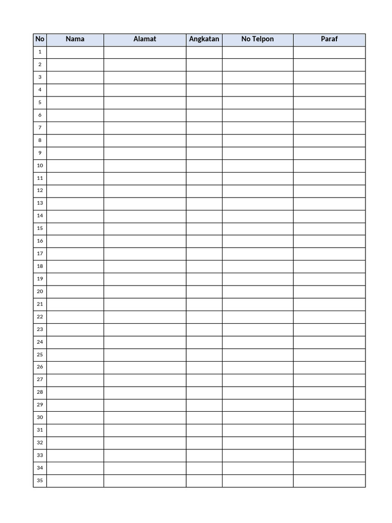 Daftar Absen | PDF