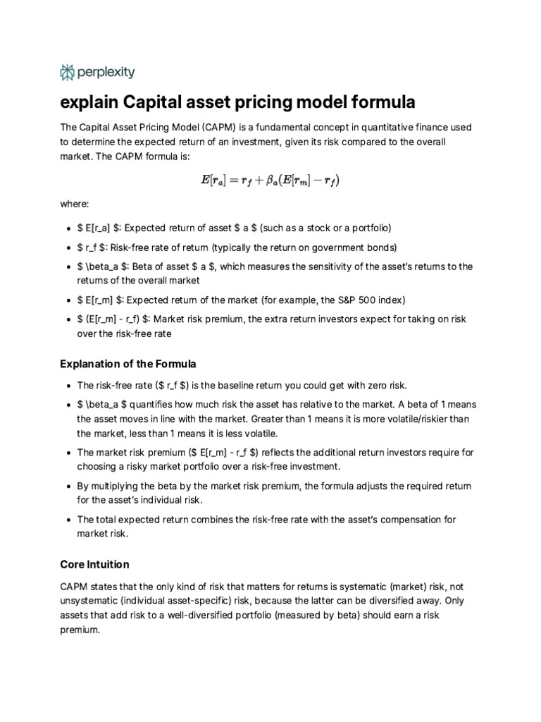 Understanding the Capital Asset Pricing Model | PDF