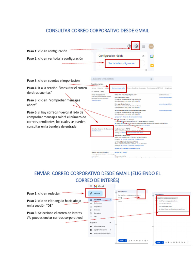 Consultar y enviar correo corporativo en Gmail | PDF