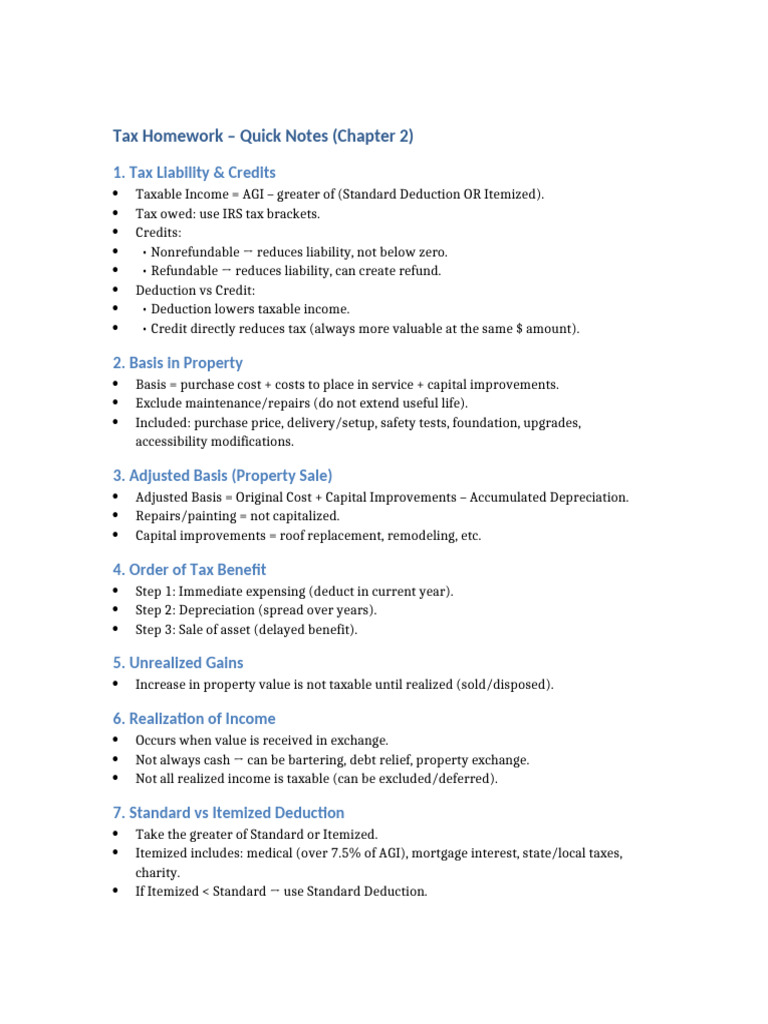 Tax Homework Notes Clean | PDF