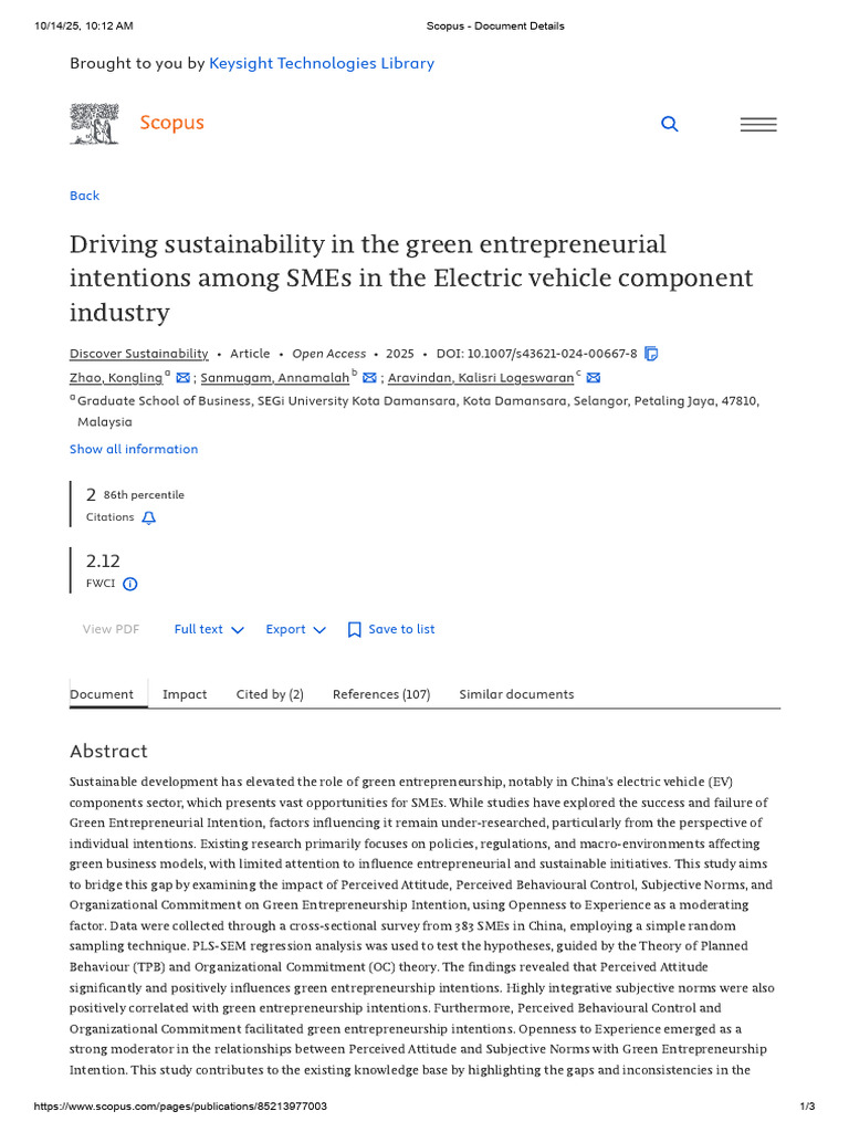 Driving Sustainability in The Green Entrepreneurial Intentions Among ...
