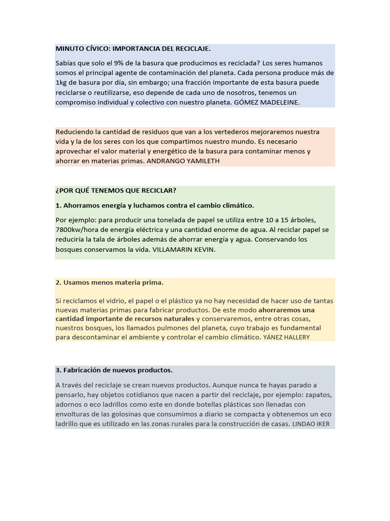 Importancia del Reciclaje y sus Beneficios | PDF | Residuos | Reciclaje