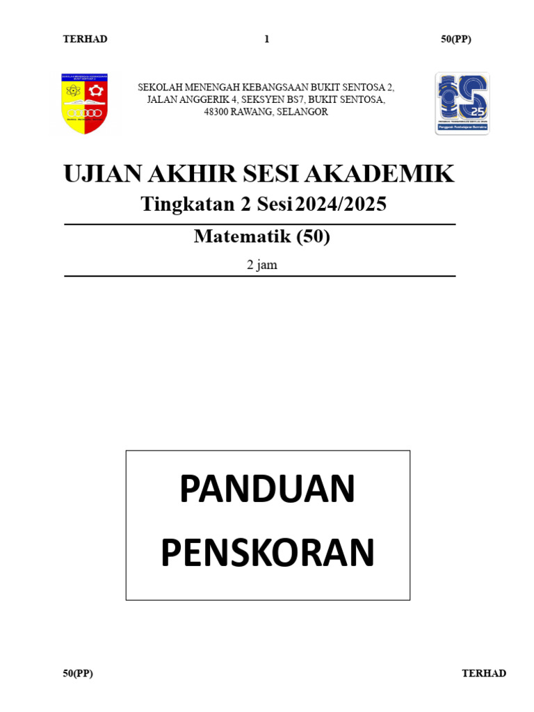 Skema Uasa Matematik f2 2024 | PDF