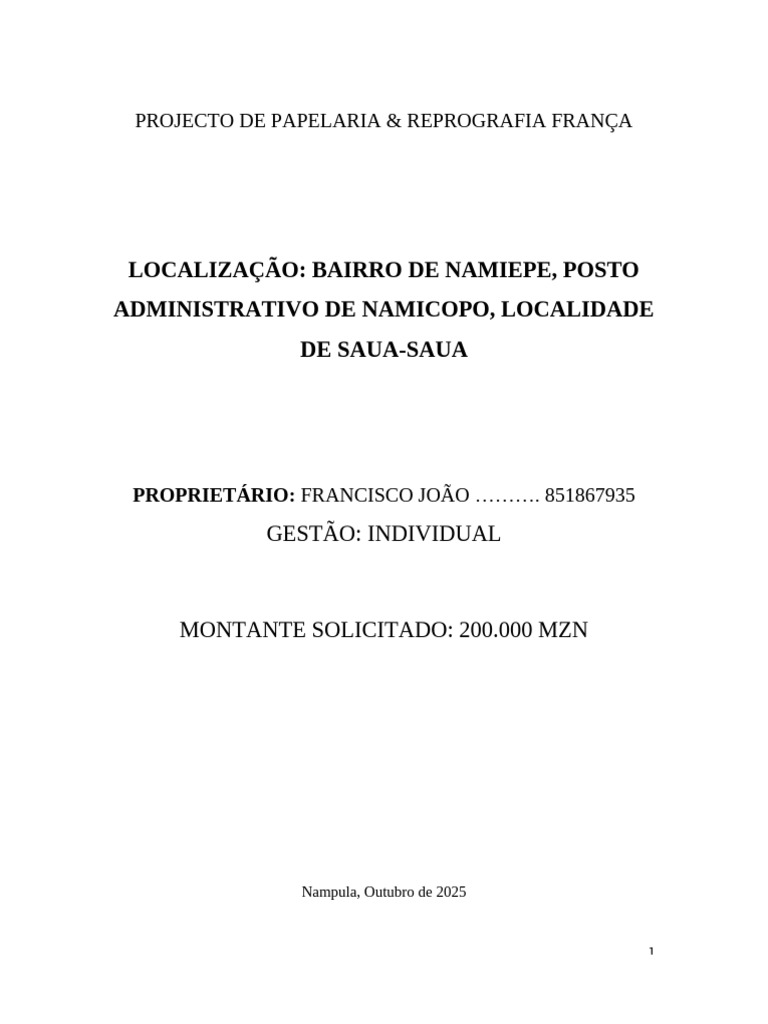 Papelaria e Reprografia em Namiepe | PDF | Economias