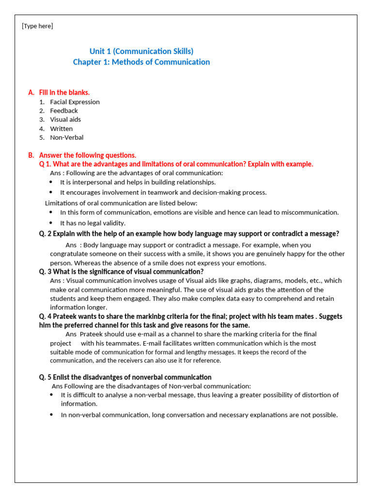 Unit 1 Communication Skills | PDF | Communication | Nonverbal Communication