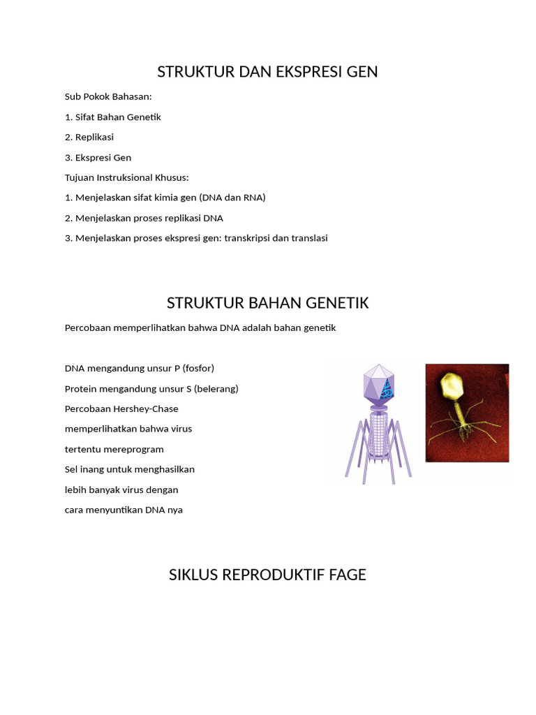 Struktur dan Ekspresi Gen DNA | PDF