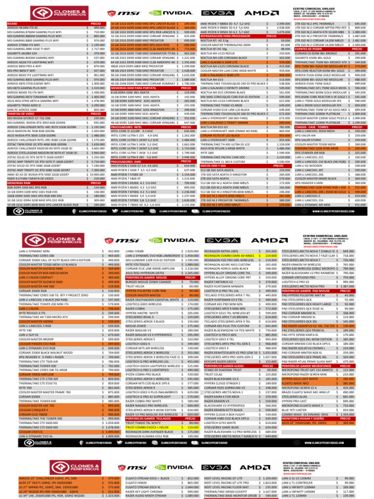Componentes de PC: Precios y Especificaciones | PDF | Hardware de la ...