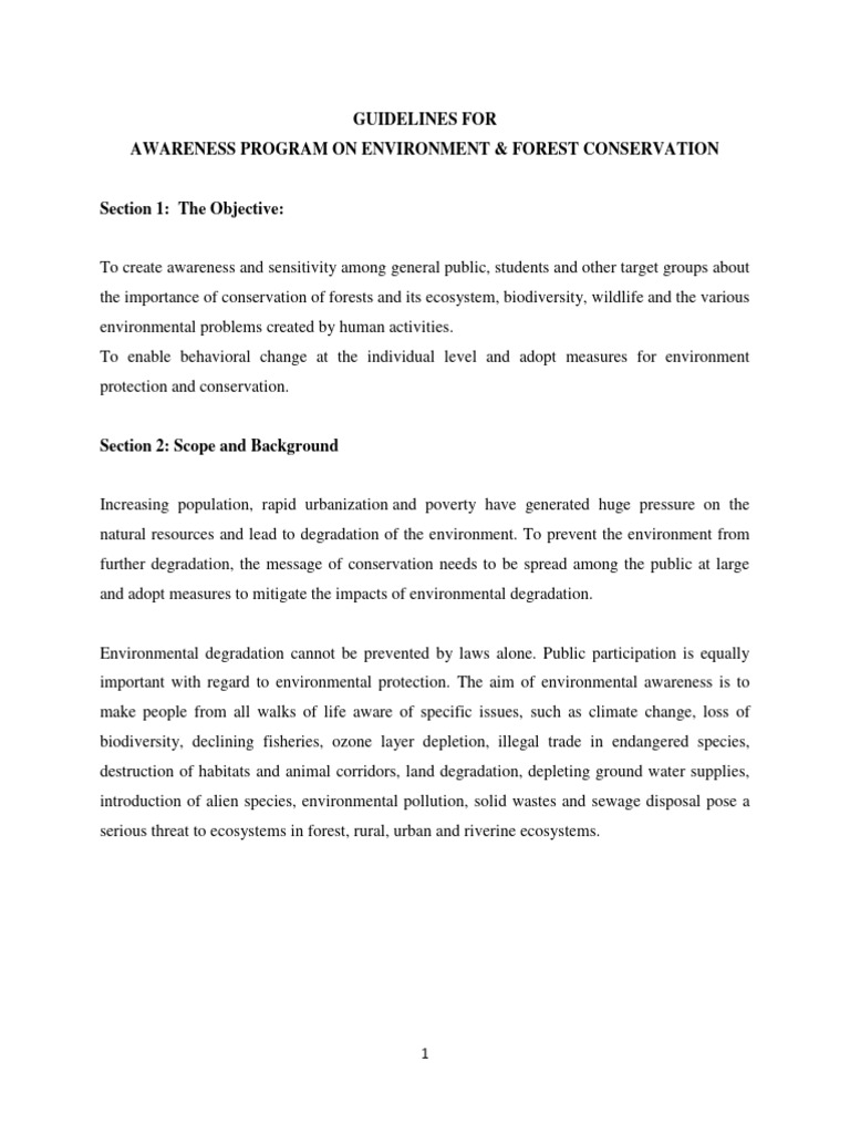 Forest Conservation Awareness Guidelines | PDF | Environmental ...