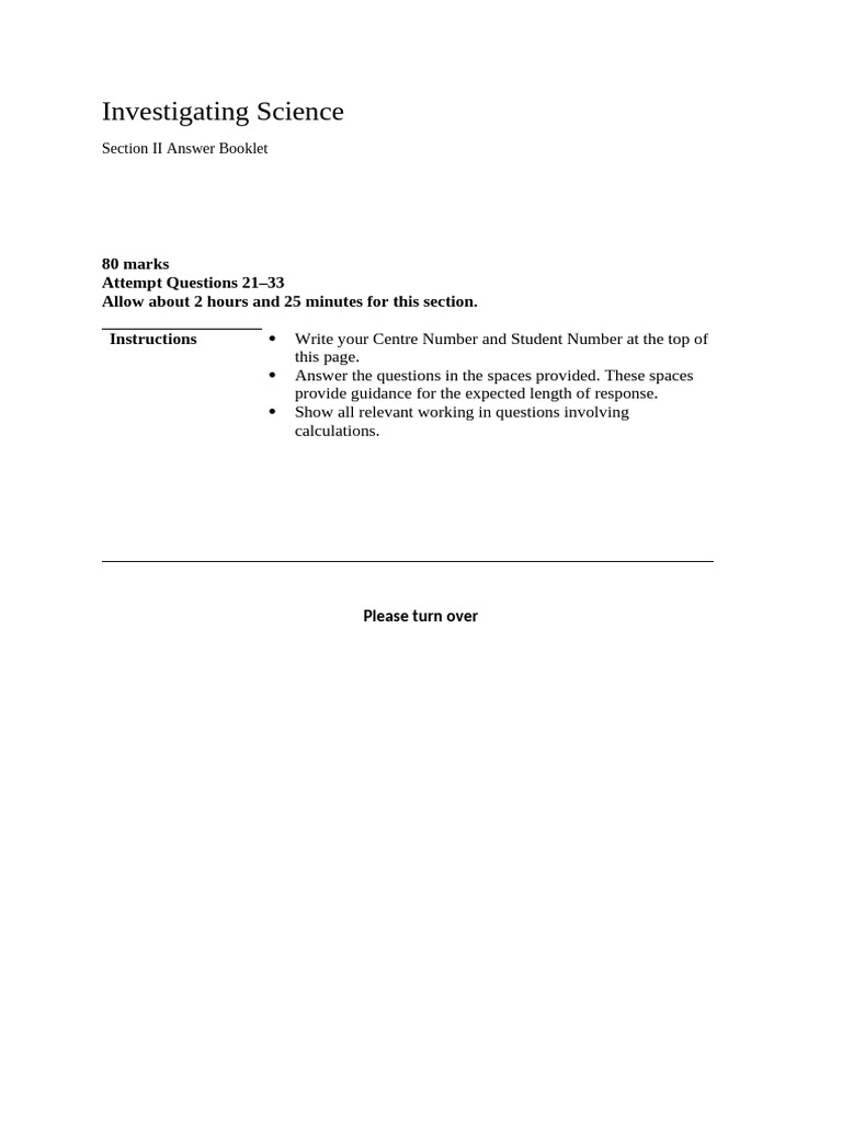 Science Investigation Answer Booklet | PDF | Experiment | Scientific Method