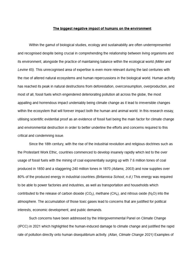 Human Impact on Climate Change Explained | PDF | Climate Change ...