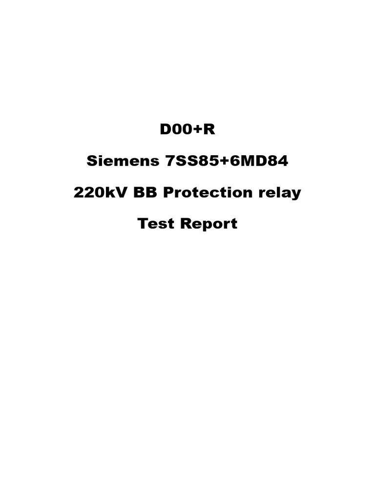 Siemens 7SS85 220kV Relay Test Report | PDF | Mains Electricity | Relay