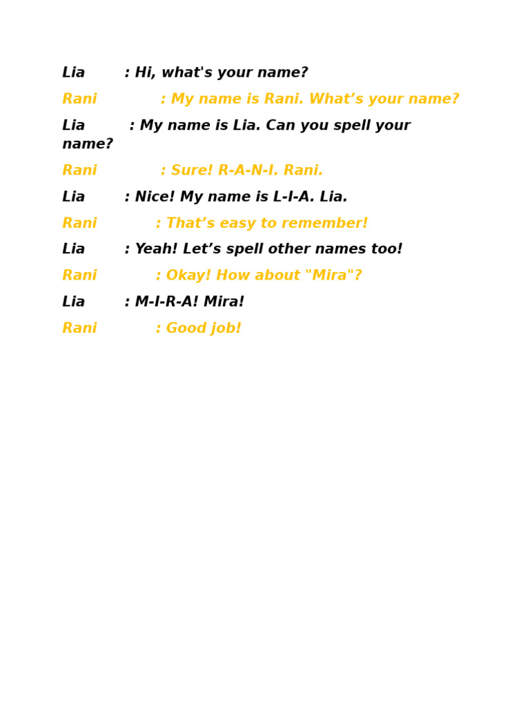 Rani: My Name Is Rani. What's Your Name? | PDF