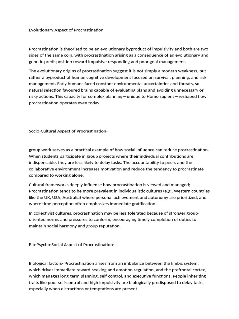 Aspects of Procrastination | PDF | Professional Skills | Procrastination