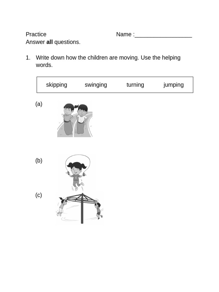 Children's Movement and Action Worksheet | PDF