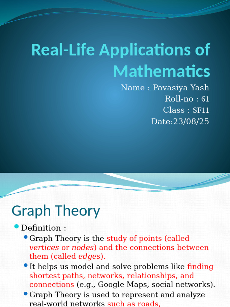Real-Life Applications of Mathematics Maths AlA | PDF | Graph Theory ...