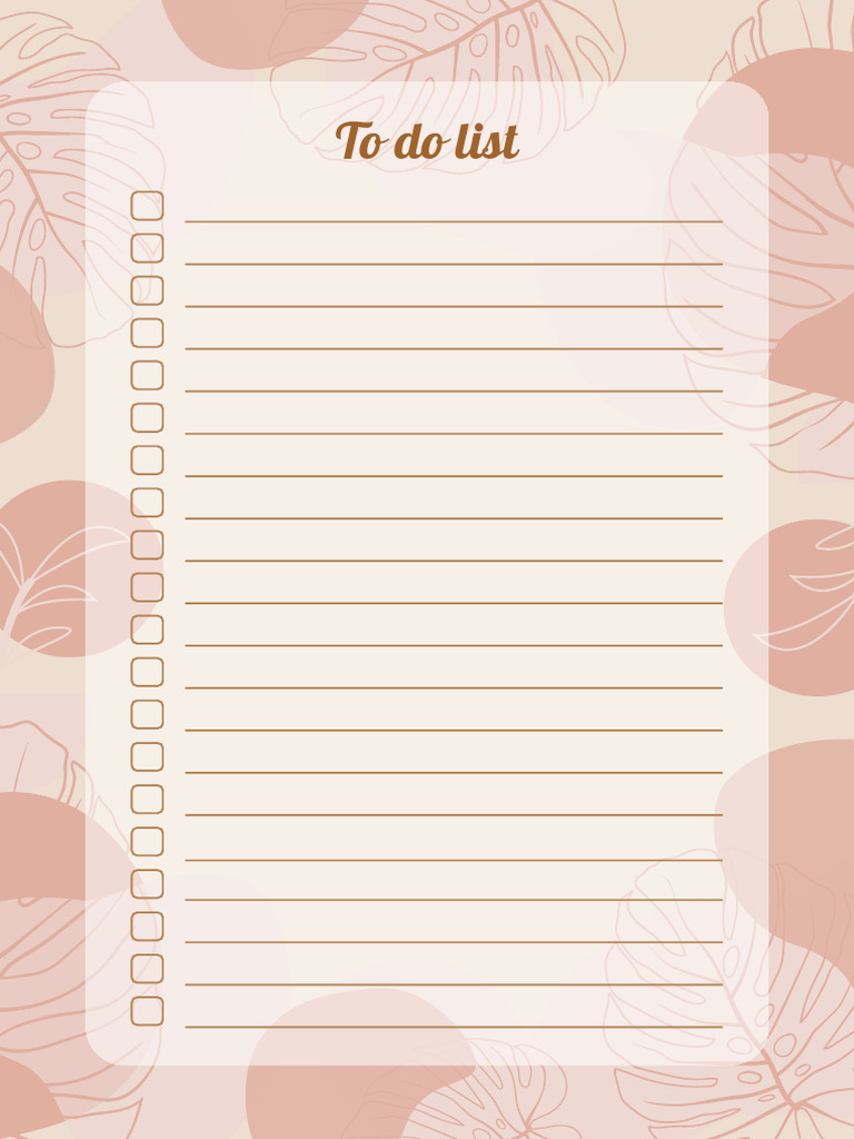 Peach Minimalist To Do List A4 Document - 251013 - 214959 | PDF