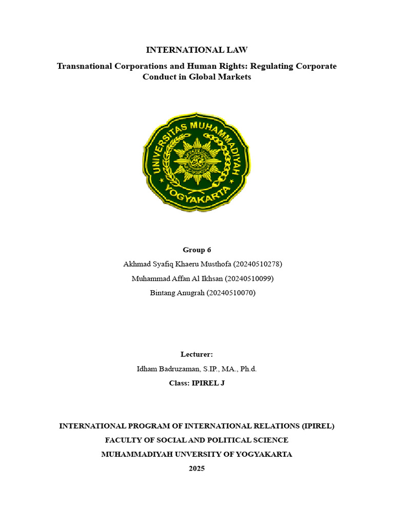 Transnational Corporations and Human Rights - Group 6 | PDF | Corporate ...