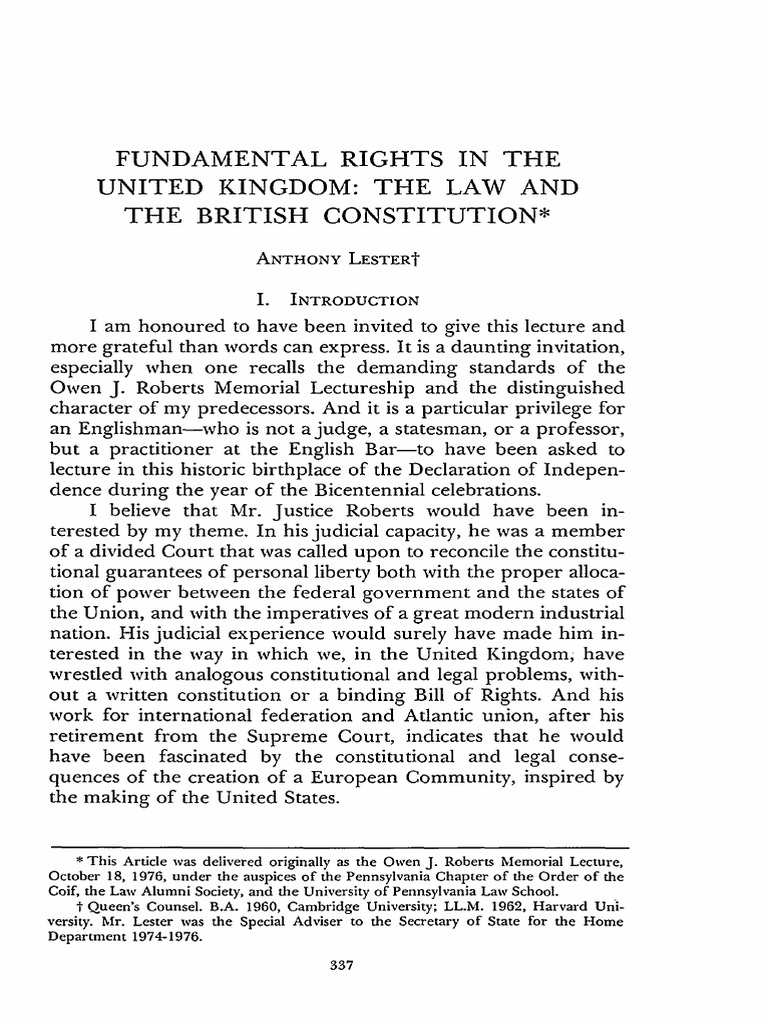 UK Fundamental Rights and Constitution | PDF | Commerce Clause ...