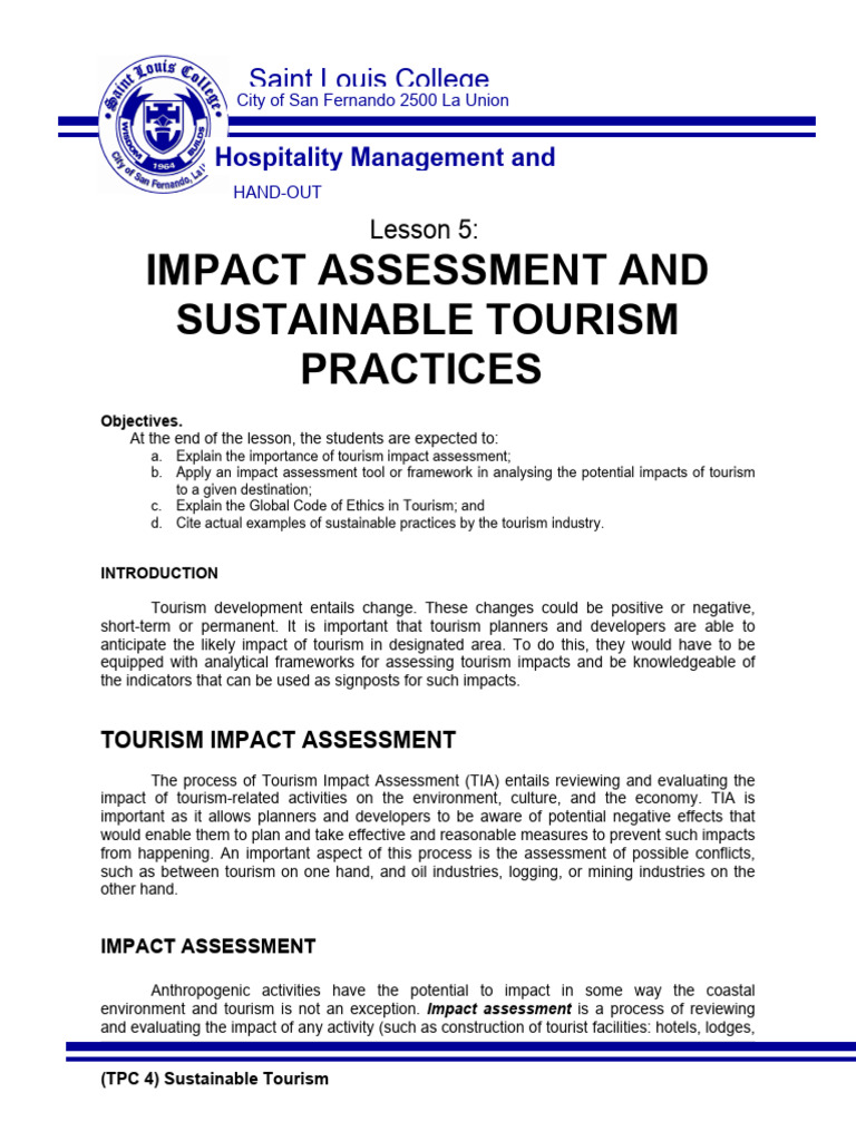 Sustainable Tourism Impact Assessment Guide | PDF | Environmental ...